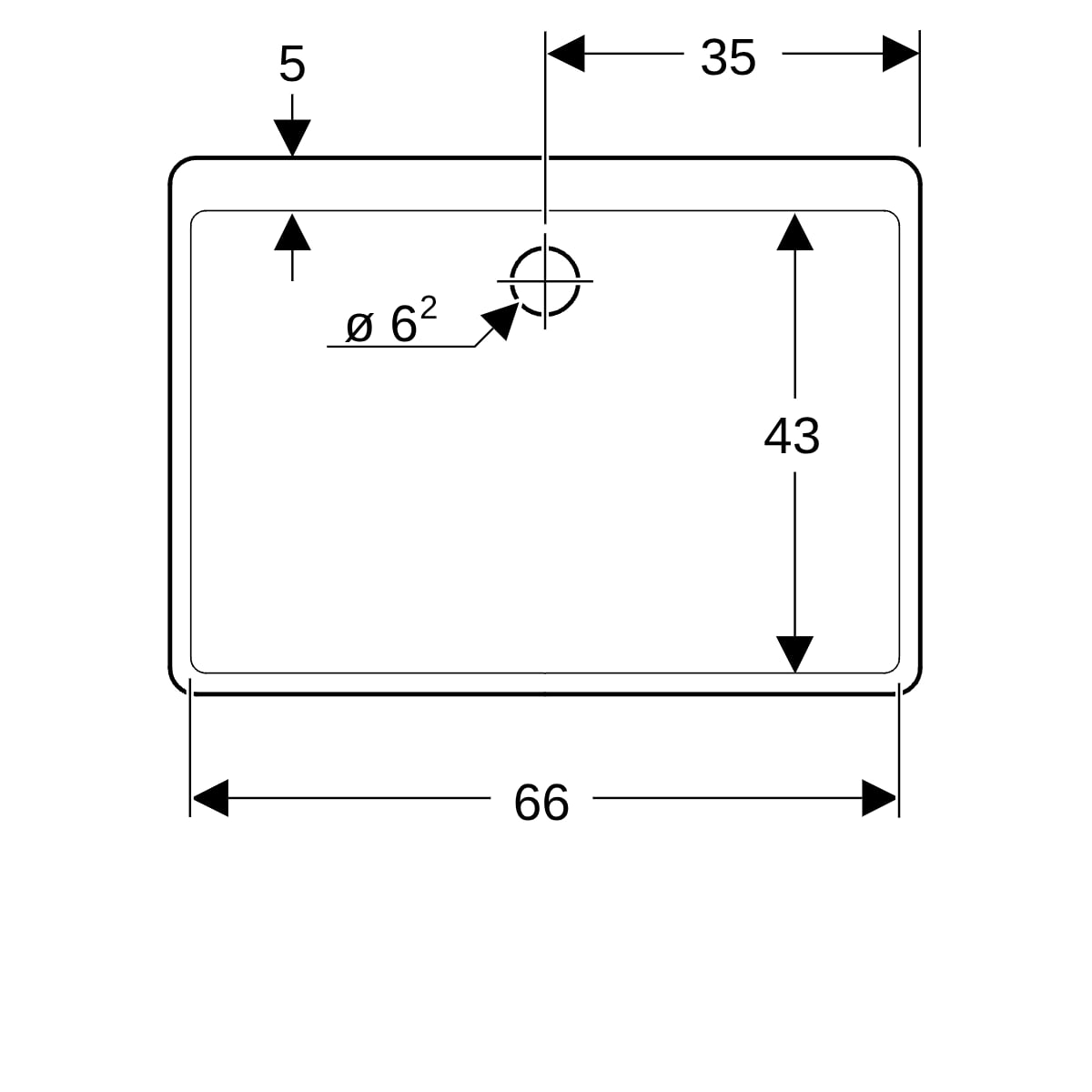 Geberit Publica Mehrzweckbecken ohne Überlauf 70x20x50cm, weiß