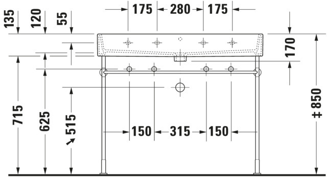 DU Metallkonsole Vero für 045410, höhenverstellbar, chrom