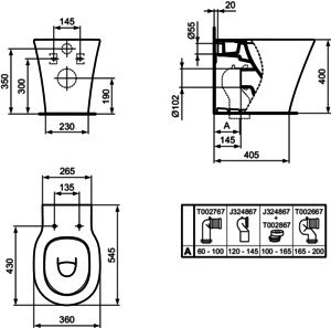 IS Stand-T-WC Connect Air, AquaBlade, Abg.waagr.verd., 360x545x400mm, Weiß