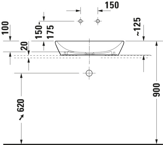 DU D-Neo Aufsatzbecken 600x400mm Weiß HG