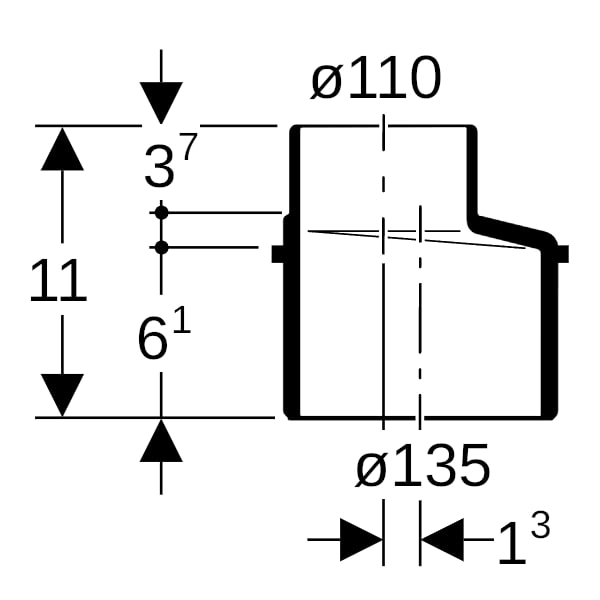 Geberit Silent-db20 Reduktion exzentrisch d135/110