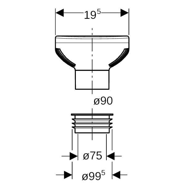 Geberit Belüftungsventil GRB90 für Geberit Silent-db20 d90/99,5