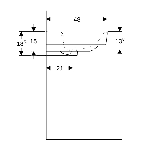 Geberit Renova Plan Doppelwaschtisch 130x48cm o. Hl., m. Ül., weiß, KeraTect