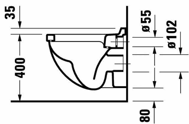 DU Wand-WC Starck 3 Compact 485 mm Tiefspüler, weiß