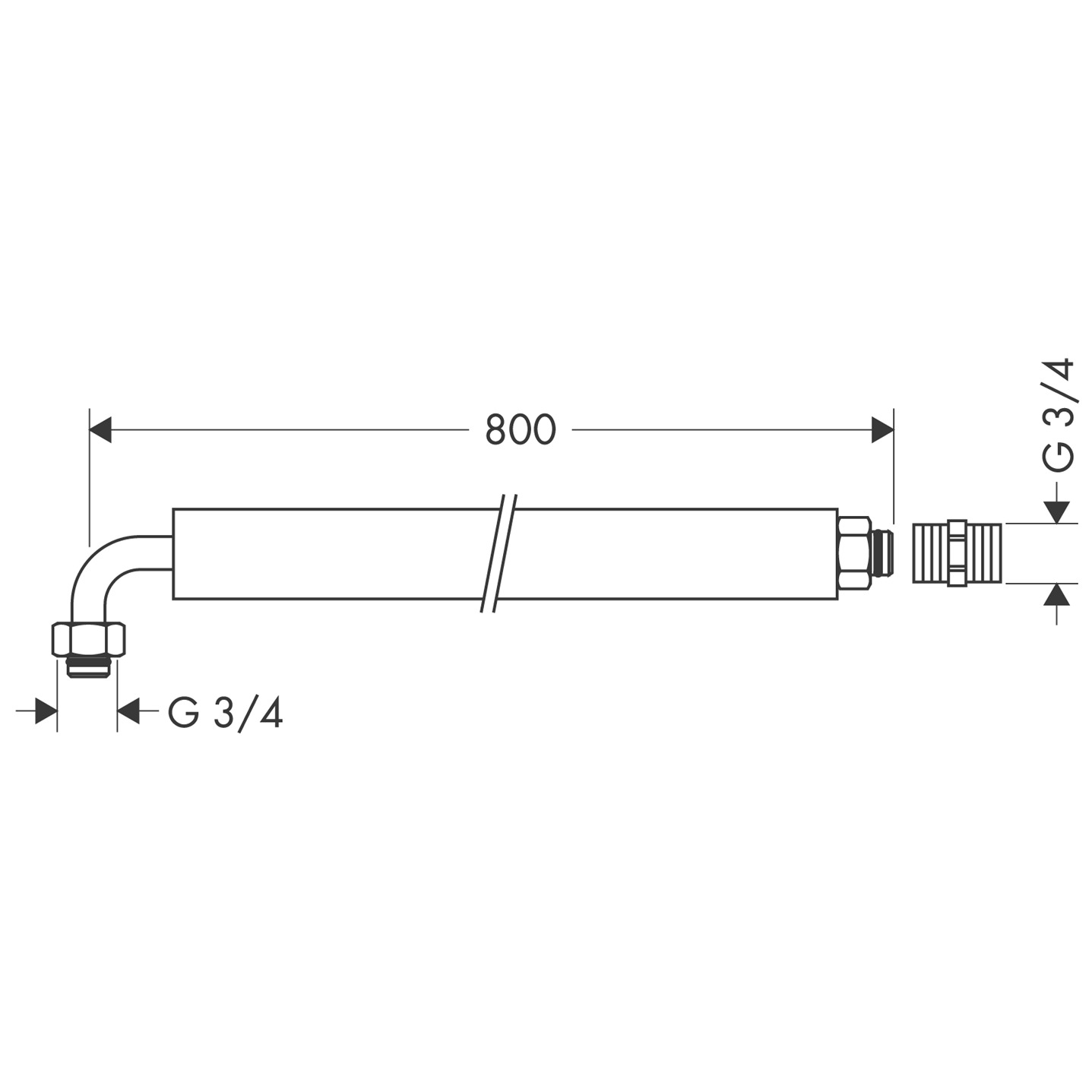 Hansgrohe Anschlussschlauch flexibel 800mm mit Winkelstück
