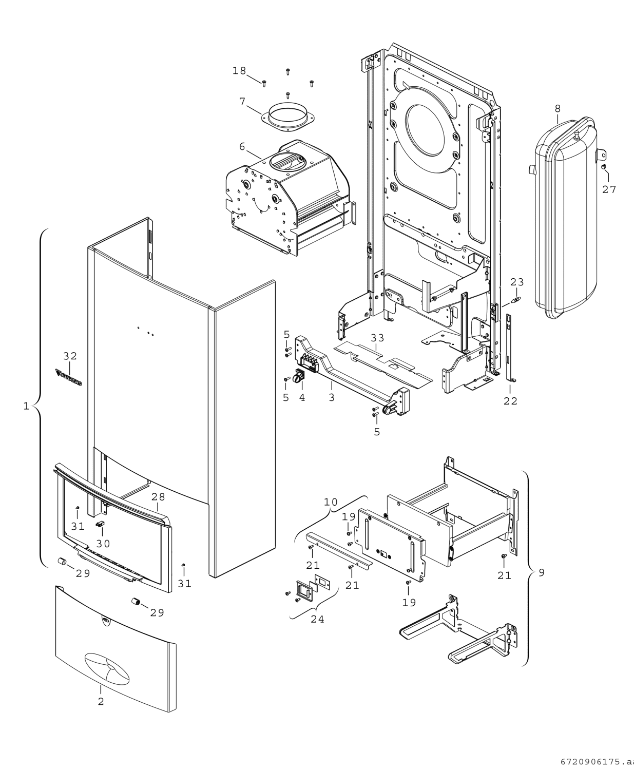 BOSCH Gas-Heizwertgerät, wandhängend CERAMINI ZSR 5/10-7 KE 21, 770x450x275
