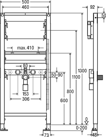Viega Waschtisch-Element Prevista Dry 8540.31 für UP Wandarmatur in 1300 mm