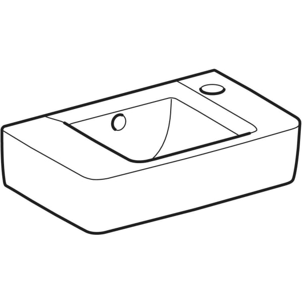 Geberit Renova Compact HWB, verk. Ausladung 40x25cm, Hahnloch rechts, m.Ül., weiß T.