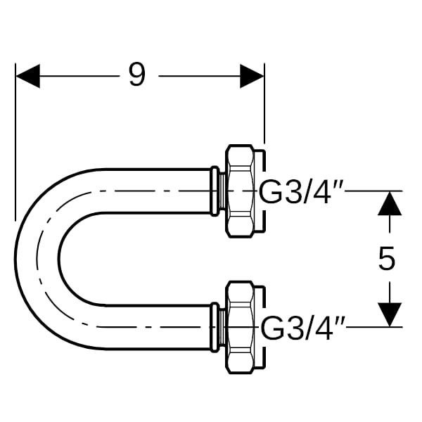 Geberit Abpressschlaufe mit Eurokonusverschraubungen d16 G3/4"