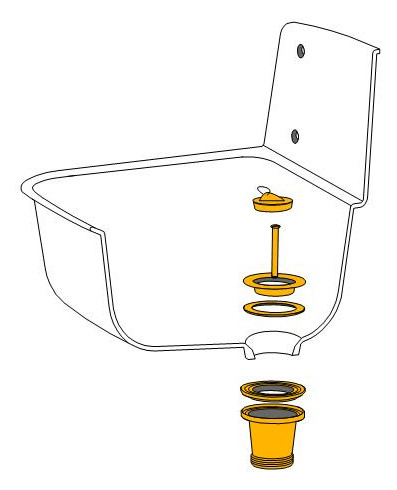 HAAS Ablaufventil 1 1/2 mit Edelstahlsieb und Ventilstopfen 45,5 mm