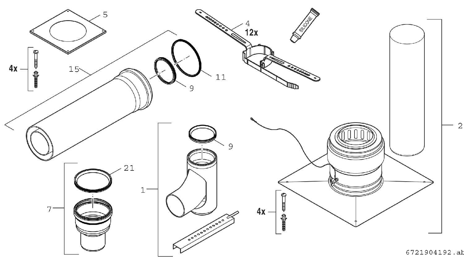 BOSCH Abgaszubehör FC-Set125-C93x Gbsatz Kaskade C93x im Schacht, d:125mm
