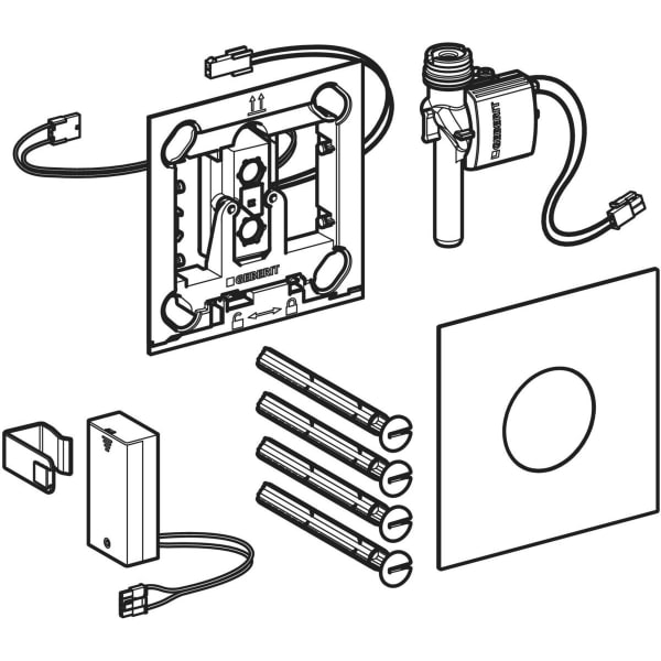 Geberit Typ 40 UR-Strg., rund, elektron. Sp. Batt.-Betr., kundenspez., galva/lackiert