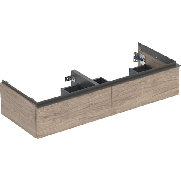 Geberit iCon Unterschrank für DWT, 2 Schubl. 118,4x24,7x47,6cm, Nussbaum hi./Gr. Lava