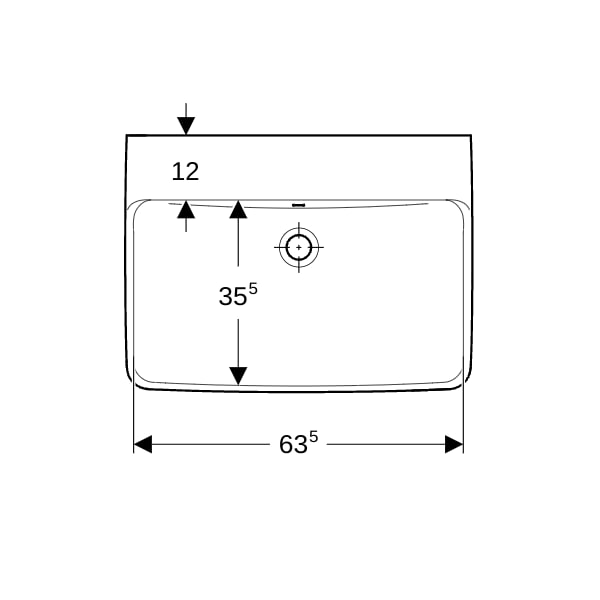 Geberit Renova Plan Waschtisch, 65x48cm o. Hl., m. Ül., weiß
