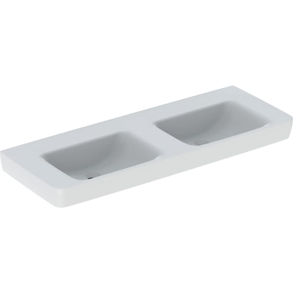 Geberit Renova Plan Doppelwaschtisch 130x48cm o. Hl., o. Ül., weiß, KeraTect
