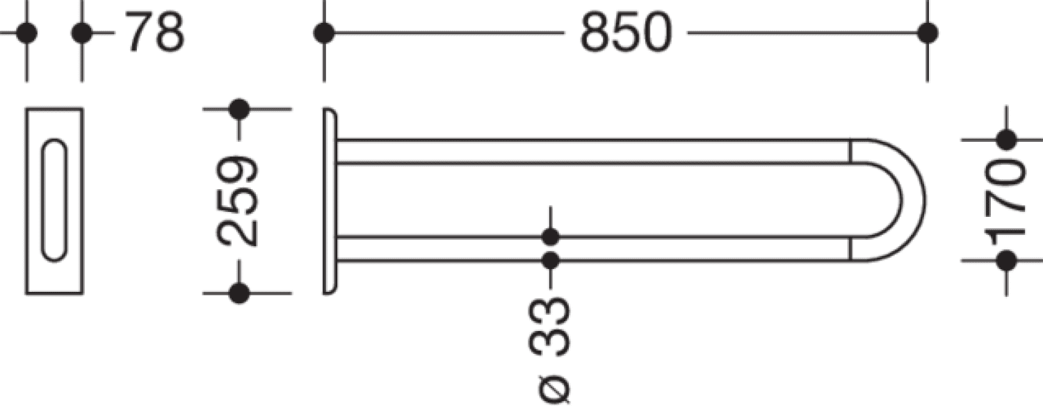 HEWI Wandstützgriff Ser 801, L:850mm reinweiß