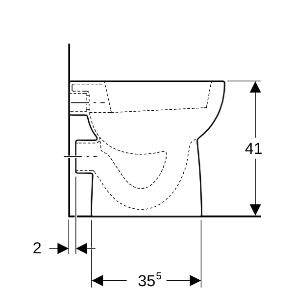 Geberit Renova Stand-WC Flachspüler Abg. horiz., teilgeschlossene Form, weiß