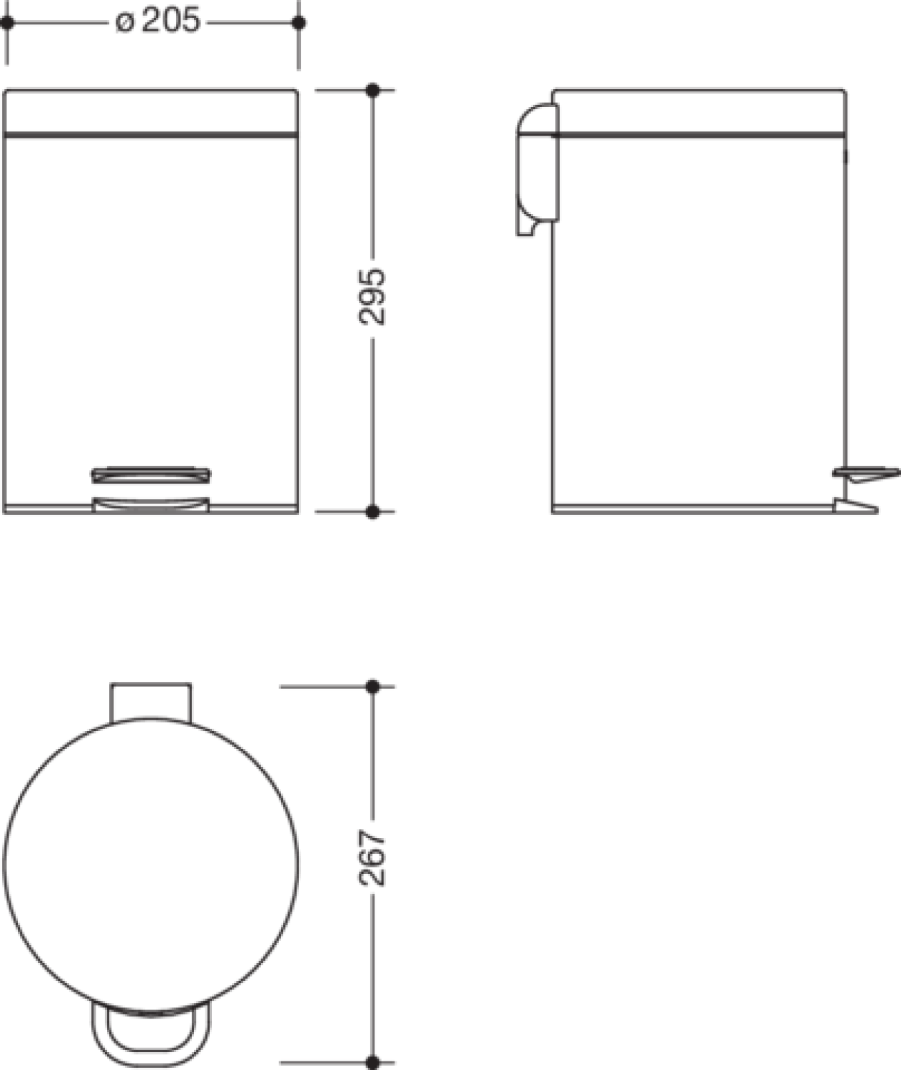 HEWI Abfallbehälter, 5 l, Soft Close Edelstahl, matt schwarz beschichtet
