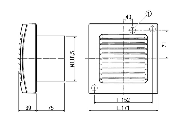 Maico Kleinraumventilator ECA 120 F Innengitter und Licht, DN120