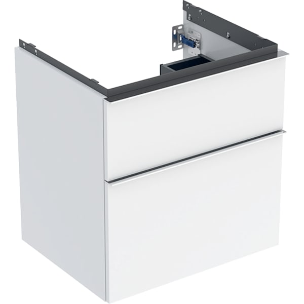Geberit iCon Unterschrank für WT, 2 Schubl. 59,2x61,5x47,6cm, weiß hgl./Gr. chrom