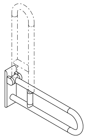 HEWI Stützklappgriff Ser 801, L:600mm, Stahlkern reinweiß