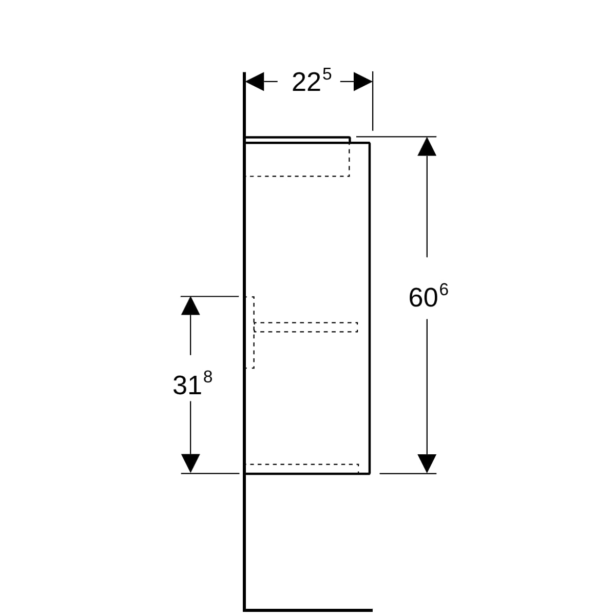 Geberit Renova Compact US für HWB, mit 1 Tür 35,8x60,5x22,5cm, Nussbaum hickory