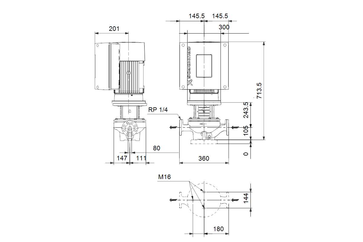 GRUNDFOS Elektr.ger.Trockenläuferpumpe TPE2 100-100 N-A-F-S-BQQE-HWA