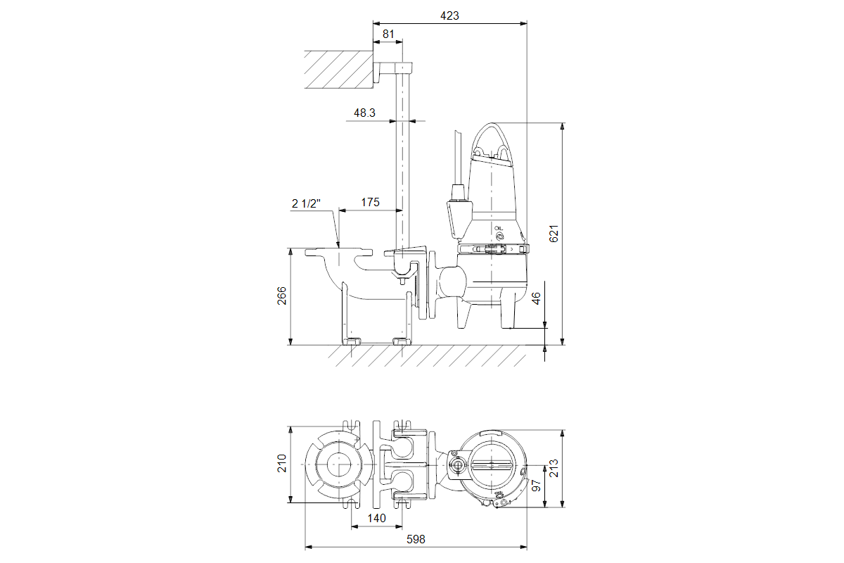 GRUNDFOS Schmutzwasserpumpe Freistromrad SLV.65.65.15.2.50B