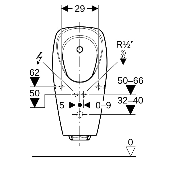 Geberit Tamina Urinal, m. integr. Strg., Netz Zulauf hinten, weiß