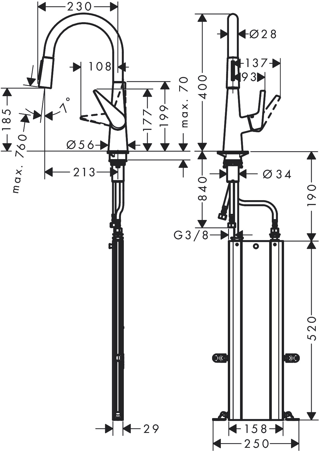 Hansgrohe Spültischmischer 200 Talis M51 Ausziehbrause 2jet sBox chrom