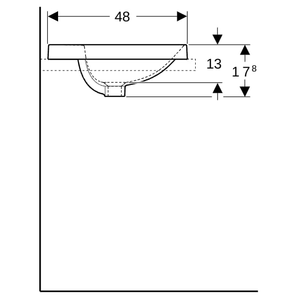 Geberit VariForm Einbauwaschtisch, oval mit HLB, 60x48cm, o. Ül., weiß, KeraTect