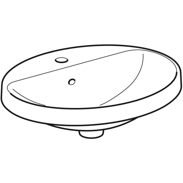 Geberit VariForm Einbauwaschtisch, oval mit HLB, 50x45cm, m. Ül., weiß gl