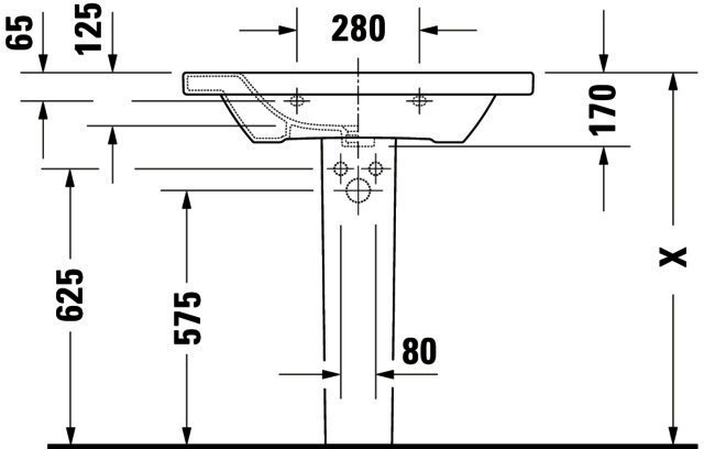 DU Möbelwaschtisch DuraStyle 800 mm mit ÜL, mit HLB, 1 HL, weiß