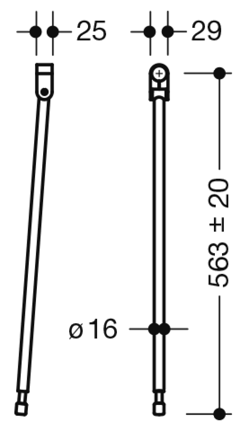 HEWI Bodenstütze f.SK-Griffe 950.50., L:563mm, Edst., Anb. farbig reinweiß