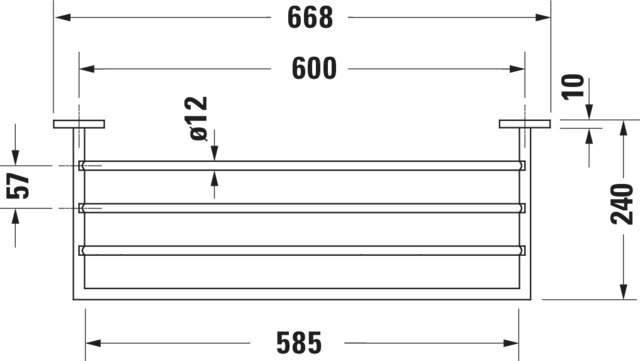 DU Karree Handtuchablage, Chrom, 240x668x35
