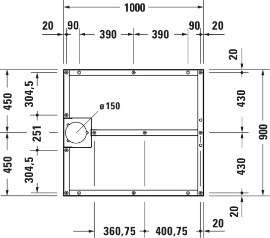 DU Fußgestell für Stonetto Duschwanne 1000x900mm