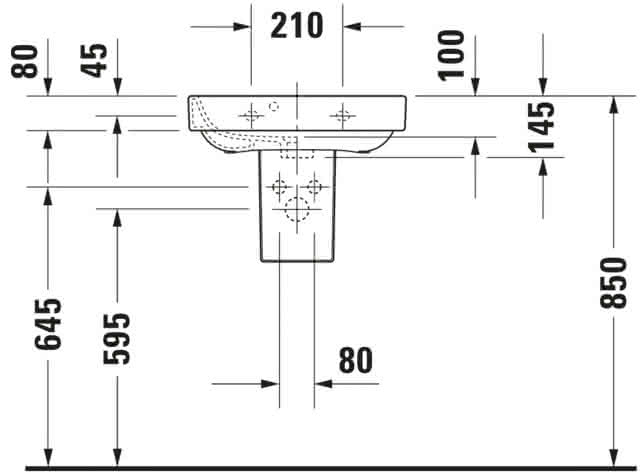 DU Handwaschbecken Happy D.2 500 mm mit ÜL, mit HLB, 1 HL, weiß