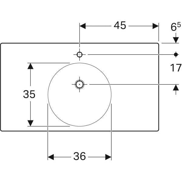 Geberit Preciosa II WT mit Ablagefläche 90x50cm, m. Hl., o. Ül., weiß, KeraTect