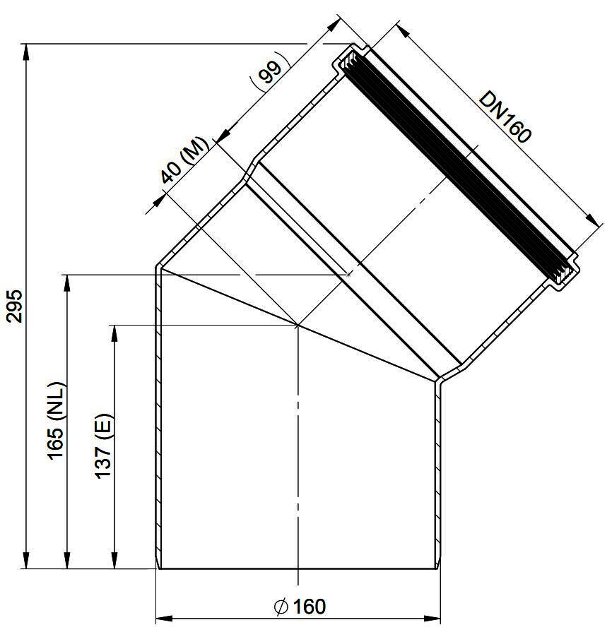 MHG Bogen 45Grad DN 160 für Abgasleitung Atec