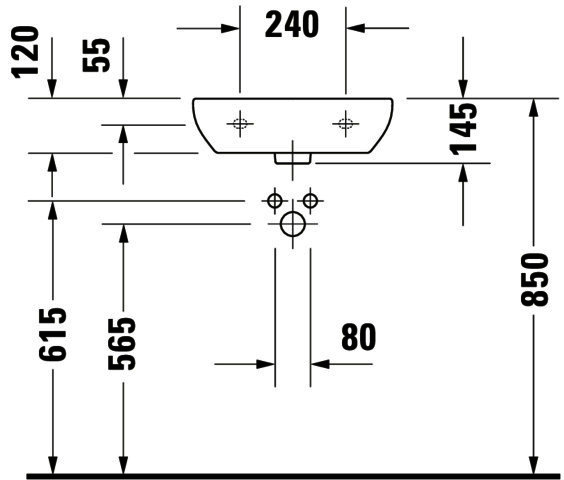 DU Handwaschbecken D-Code Med 450 mm ohne ÜL, mit HLB, ohne HL, weiß