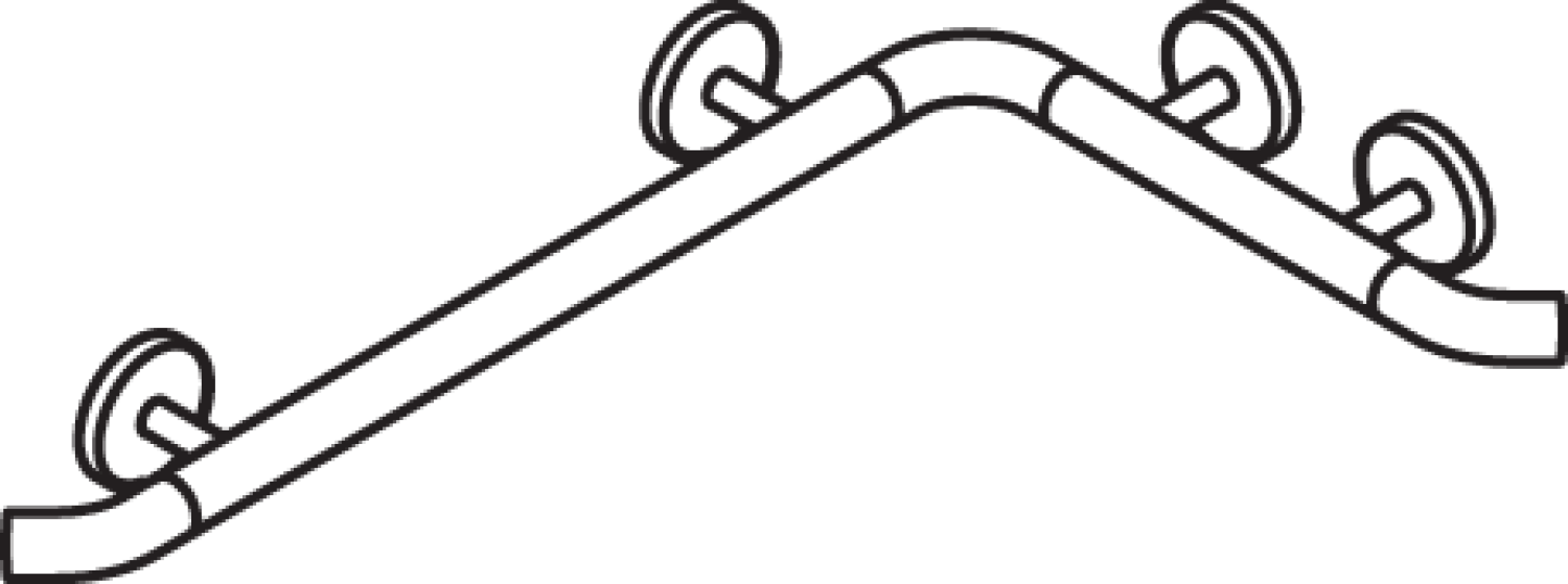 HEWI Dusch-Wannenhdl.,W1:720mm,W2:440mm, d:33mm, Kst., chromoptisch beschichtet