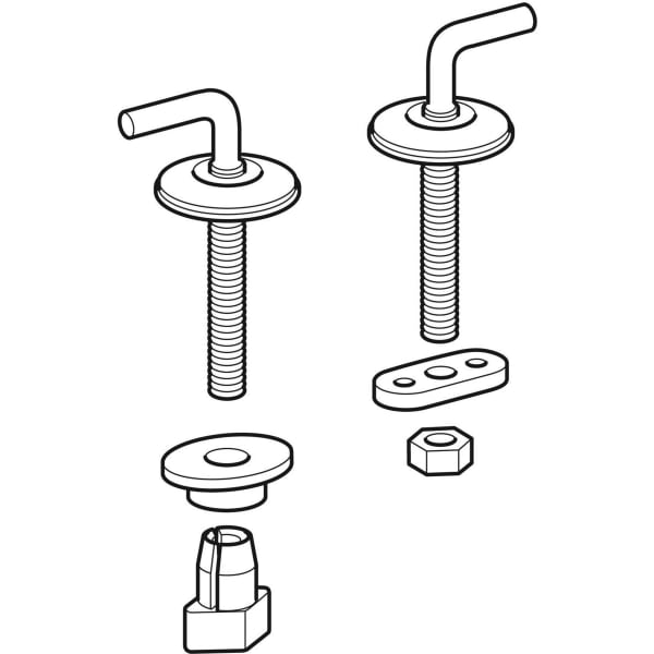 Geberit Set Scharniere für WC-Sitz Befestigung von unten, Edelstahl