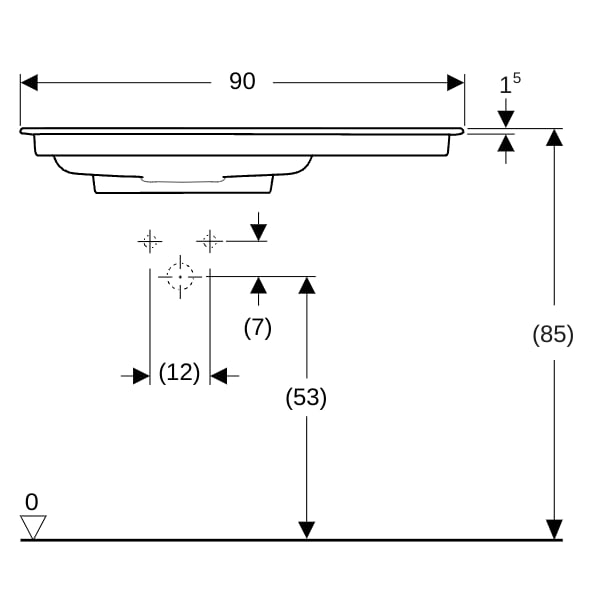 Geberit ONE MWT 90x48cm, CleanDrain, Ablg.re o. Hl., o. Ül., weiß, KeraTect/weiß glzd