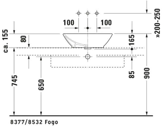 DU ASB Design Classics Bacino 550 mm rechteckig, mit ÜL, ohne HLB, weiß