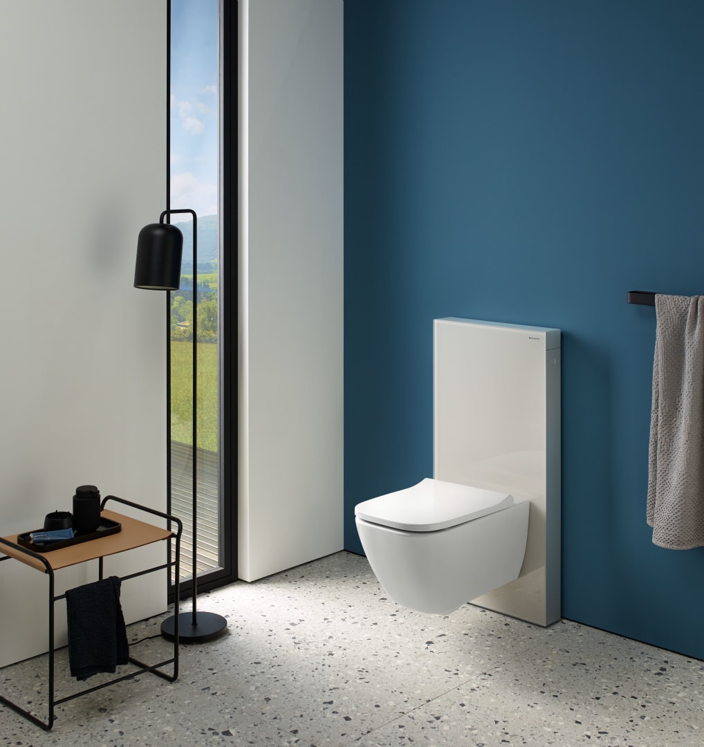 Geberit Monolith Plus Sanitärmodul f. WWC 101cm, Glas sand-grau /Aluminium