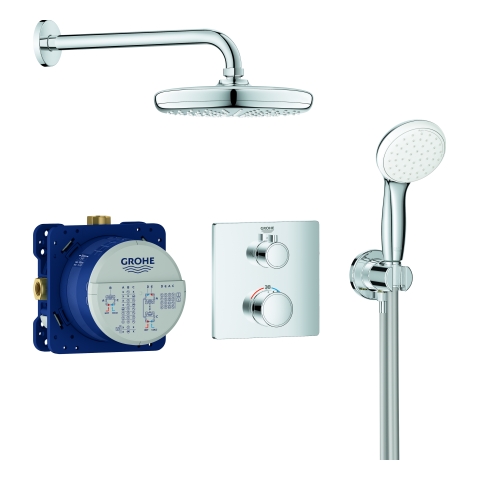 GROHE UP-Duschsystem Grohtherm 34729 mit FMS eck./SmartBox/Kopfb./Brauseset chrom