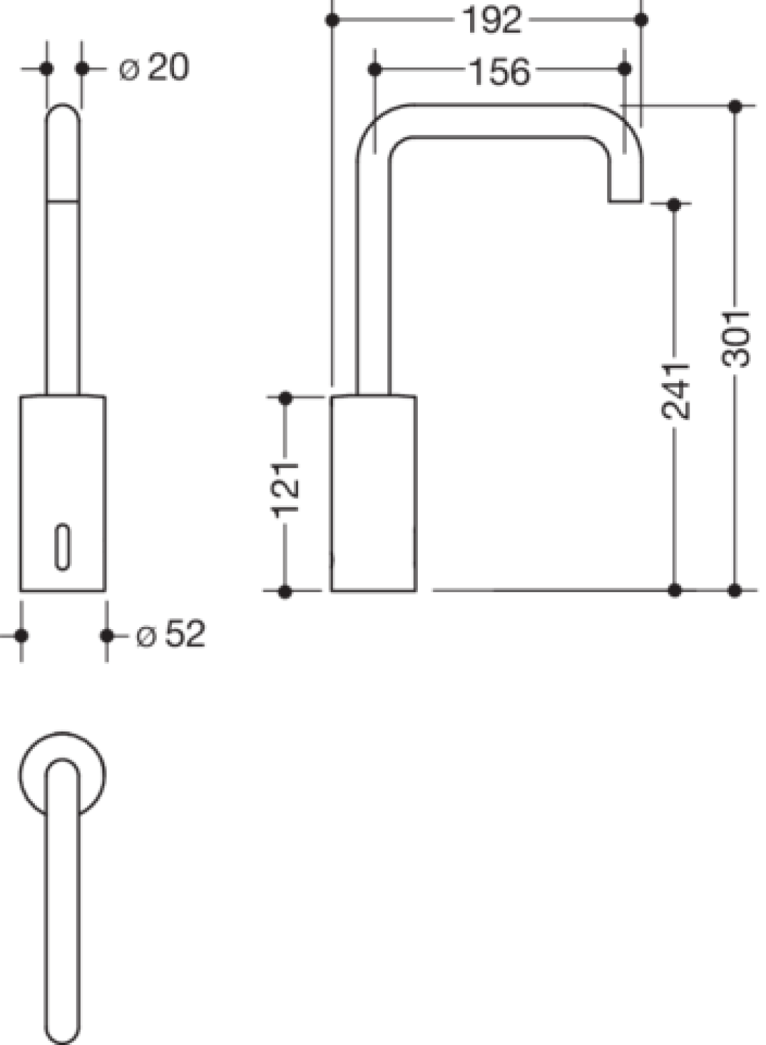 HEWI SENSORIC Waschtischarmatur elektr., verchr, Rundrohr, Netzbetrieb