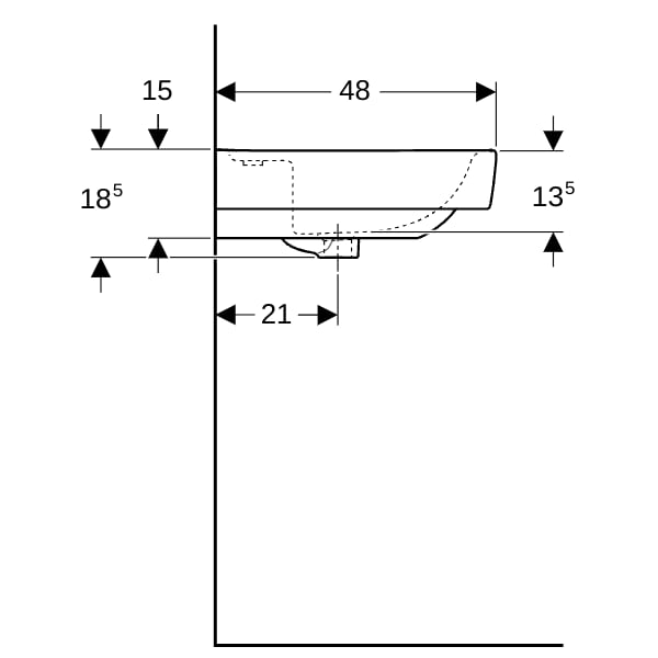 Geberit Renova Plan Waschtisch 100x48cm zwei Hahnlöcher, m. Überlauf, weiß