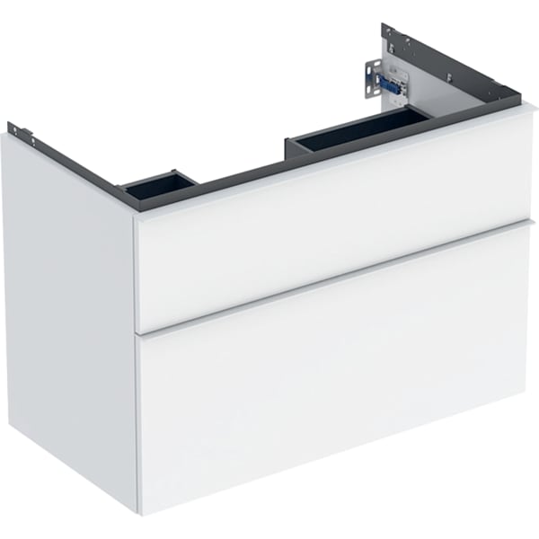 Geberit iCon Unterschrank für WT, 2 Schubl. 88,8x61,5x47,6cm, weiß hgl./Gr.weiß matt