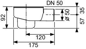 TECEdrainline Ablauf "Norm" DN 50 Auslauf seitlich, 0,8 l/s